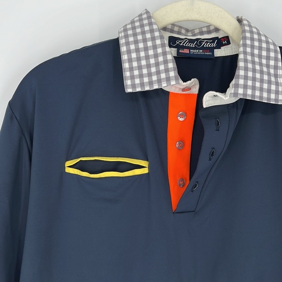 ALIAL FITAL Men’s Colorblock Blue White Short Sleeve Polo Golf Shirt Size Medium - Picture 2 of 7